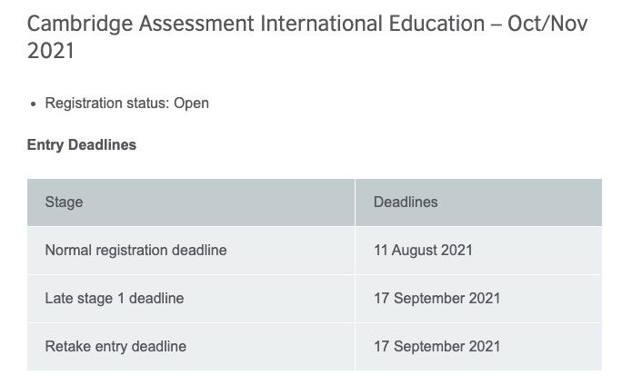 Register as a private candidate for IGSCE Exams.